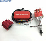 Deepmotor Billet Distributor Ignition Box Coil Kit for SBF 289 302 Red