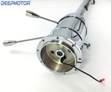 32" GM Style Universal Floor Shift Steering Column+9 Holes Wheel Adpater Chrome