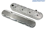 Deepmotor Aluminum finned Valve Covers w/ Coil Mounts & Cover for LS Polished