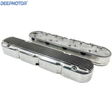 Deepmotor Aluminum finned Valve Covers w/ Coil Mounts & Cover for LS Polished