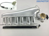 DEEPMOTOR 2JZ GTE Sheetmetal Intake Manifold W/ 90mm Throttle Body Silver