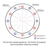 6 Hole 6 Bolt Steering Wheel Hub Adapter Aftermarket for SAAS MOMO Nardi pattern