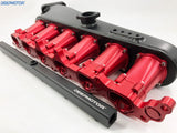 CNC 2JZ-GE Intake Manifold Fuel Rail 90mm Throttle Body set 6 Injector Red-Black