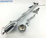 28" GM Style Universal Column Shift Steering Column+9 holes Wheel Adpater Chrome