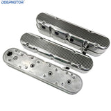 Deepmotor Aluminum finned Valve Covers w/ Coil Mounts & Cover for LS Polished